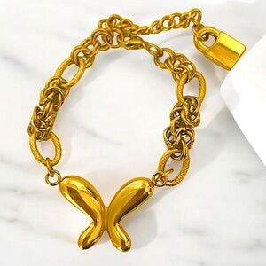 Stainless Steel Gold Butterfly Bracelet Chain Link Bracelet